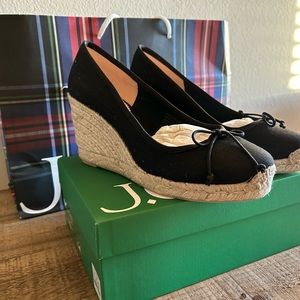J. Crew Black Espadrille Wedges